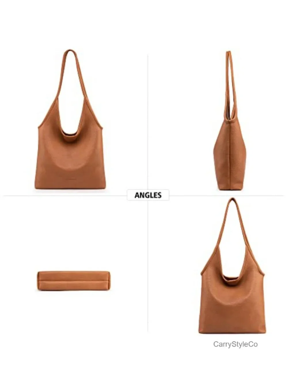 Soft Vegan Leather Slouchy Hobo Bag Medium Shoulder Purse